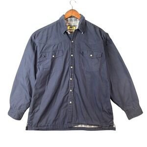 Vintage 90s Western Trails Mens L Navy Blue Flannel Lined Pearl Snap Jacket